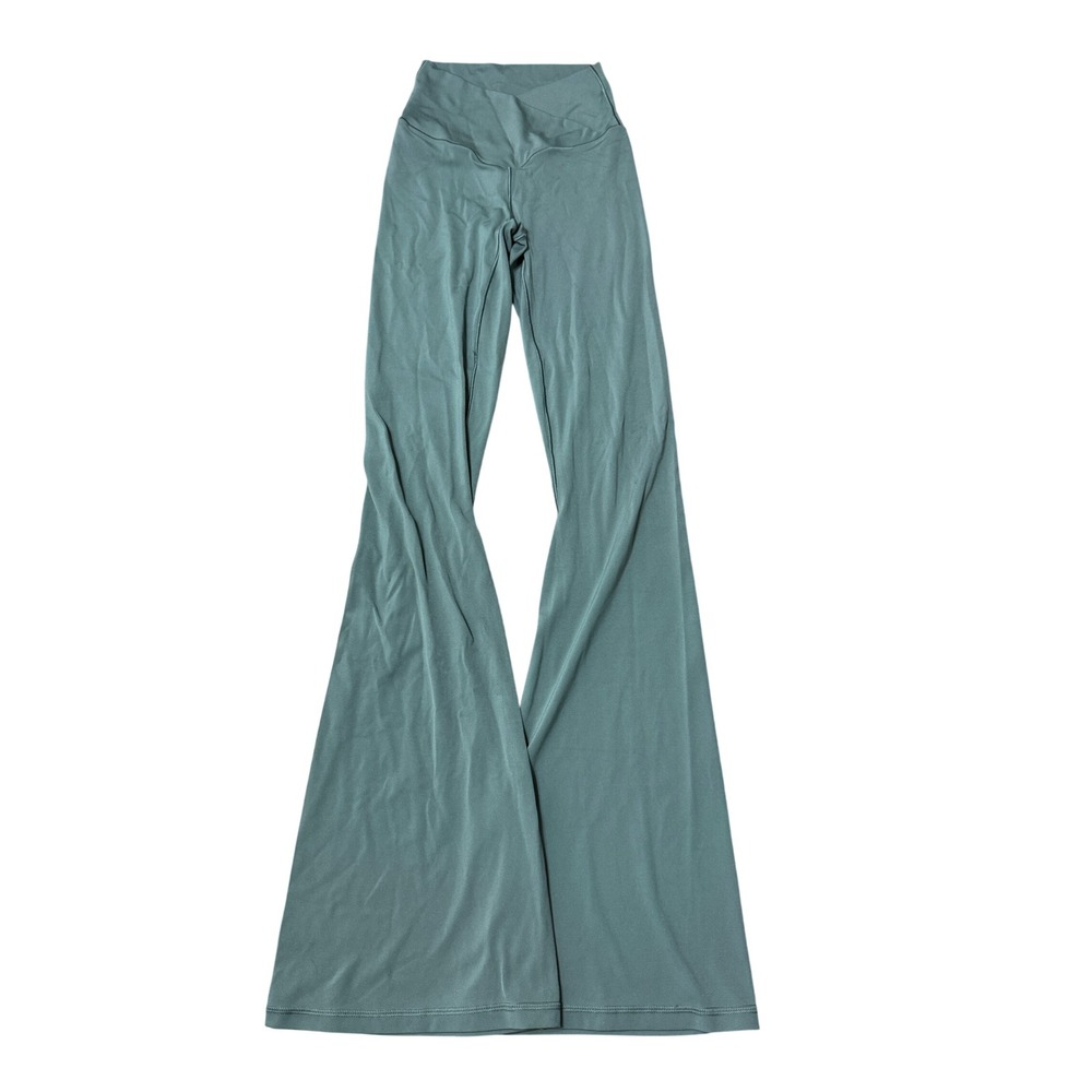 OFFLINE by Aerie Flare Leggings Womens S Green Excellent Crossover Waist Yoga